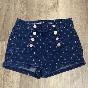 Almost Famous Women's Dark Blue Anchor Button Shorts
